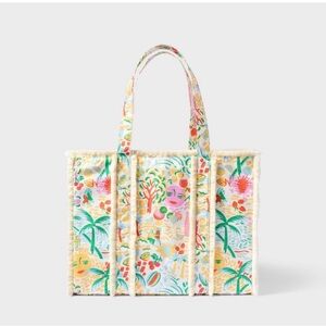 Roller Rabbit x Target Vacation Fringe Canvas Tote Bag Yellow/Green nwt
